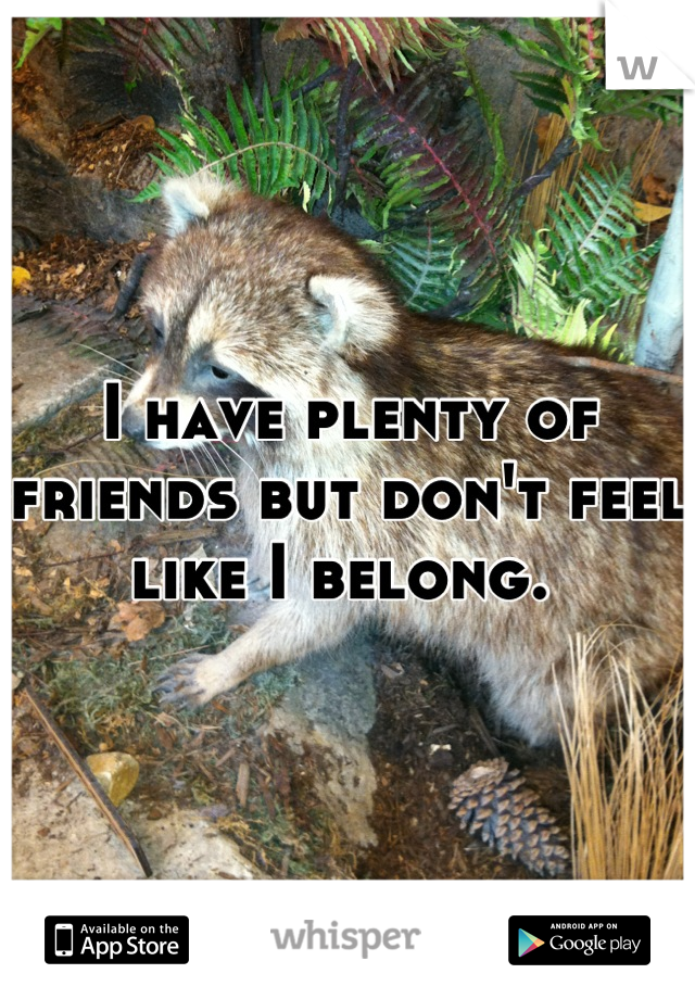 I have plenty of friends but don't feel like I belong. 