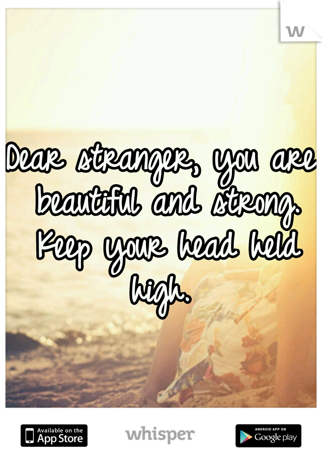 Dear stranger, you are beautiful and strong. Keep your head held high. 