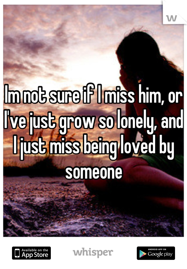 Im not sure if I miss him, or I've just grow so lonely, and I just miss being loved by someone