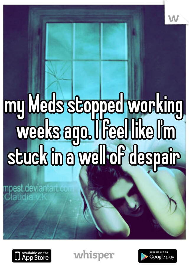 my Meds stopped working weeks ago. I feel like I'm stuck in a well of despair 