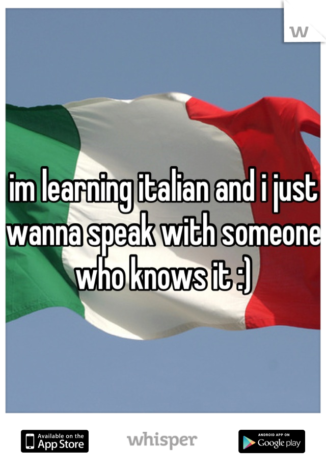 im learning italian and i just wanna speak with someone who knows it :)