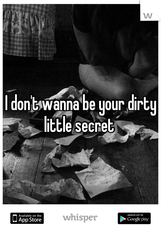 I don't wanna be your dirty little secret 