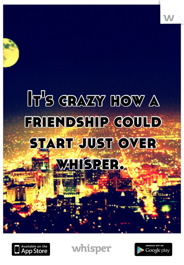 It's crazy how a friendship could start just over whisper. 