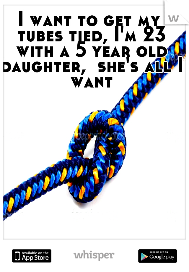 I want to get my tubes tied, I'm 23 with a 5 year old daughter,  she's all I want