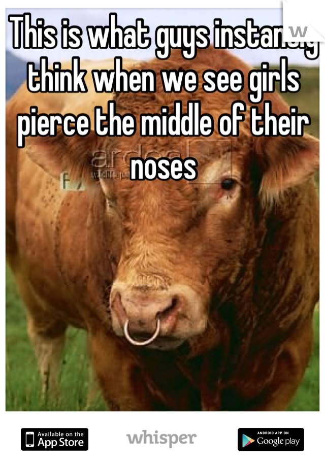 This is what guys instantly think when we see girls pierce the middle of their noses