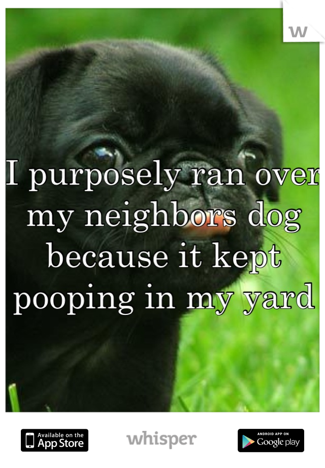 I purposely ran over my neighbors dog because it kept pooping in my yard