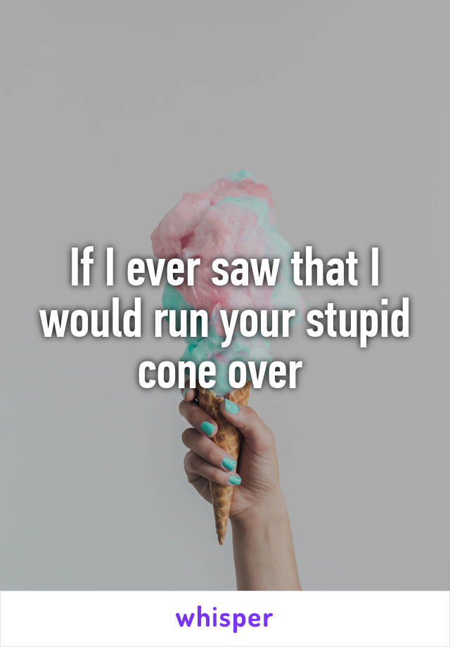 If I ever saw that I would run your stupid cone over 