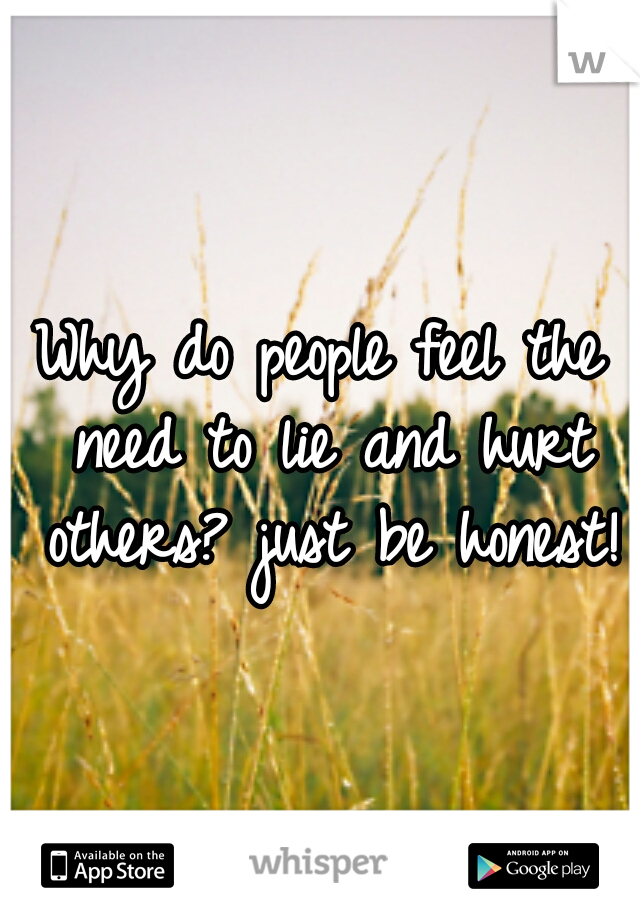 Why do people feel the need to lie and hurt others? just be honest! 