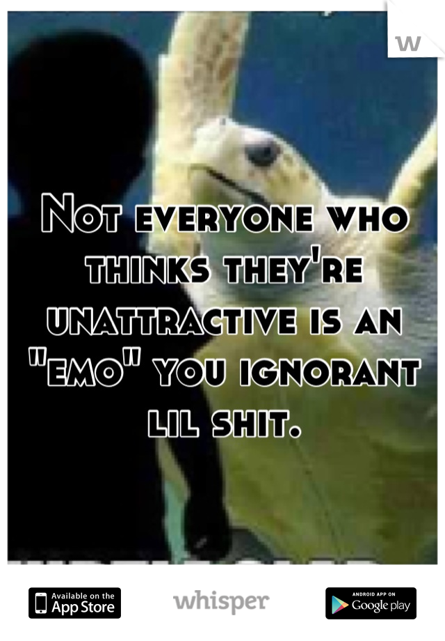 Not everyone who thinks they're unattractive is an "emo" you ignorant lil shit.