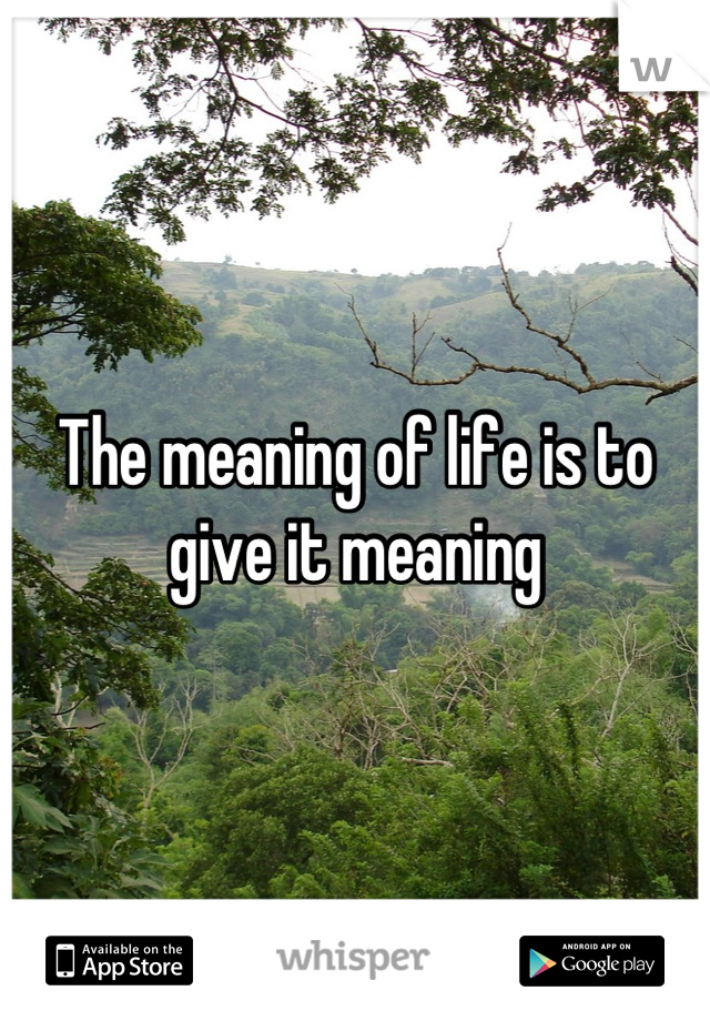 The meaning of life is to give it meaning