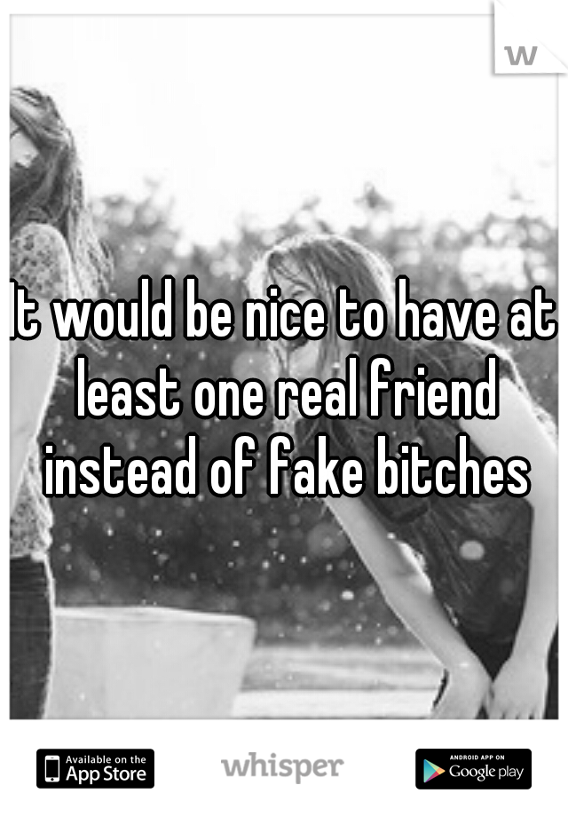 It would be nice to have at least one real friend instead of fake bitches