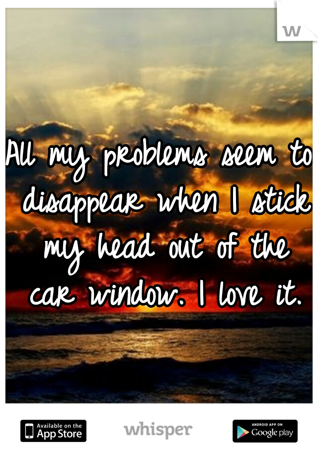 All my problems seem to disappear when I stick my head out of the car window. I love it.