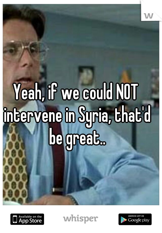 Yeah, if we could NOT intervene in Syria, that'd be great..