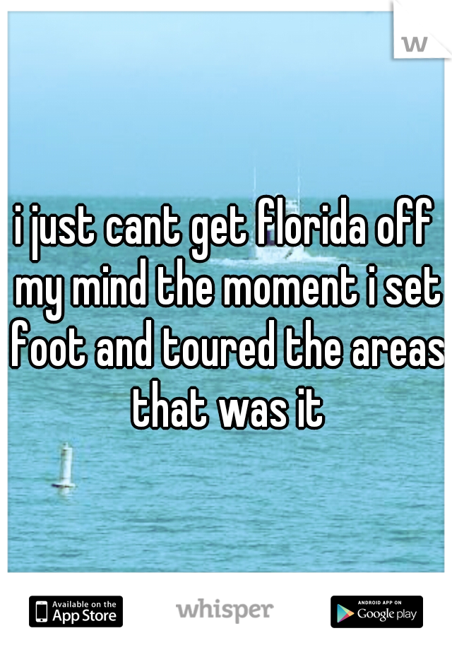 i just cant get florida off my mind the moment i set foot and toured the areas that was it