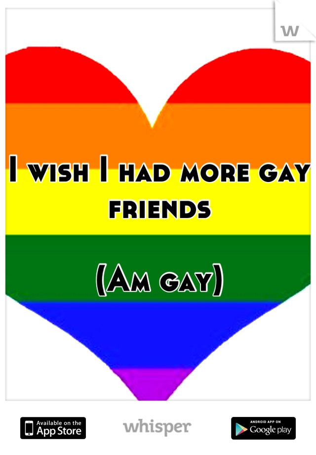 I wish I had more gay friends 

(Am gay)