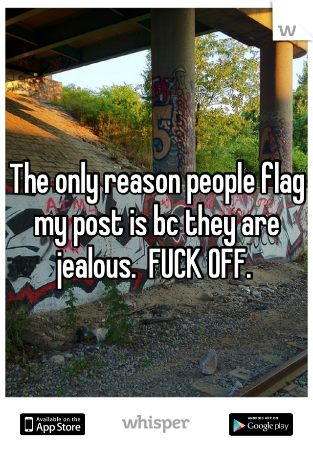 The only reason people flag my post is bc they are jealous.  FUCK OFF. 