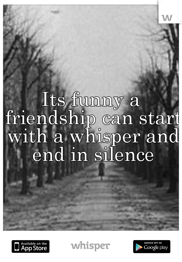 Its funny a friendship can start with a whisper and end in silence