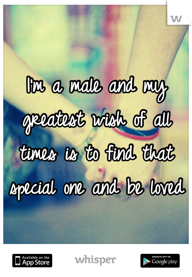 I'm a male and my greatest wish of all times is to find that special one and be loved