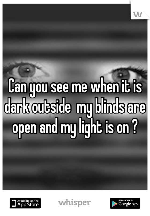 Can you see me when it is dark outside  my blinds are open and my light is on ?