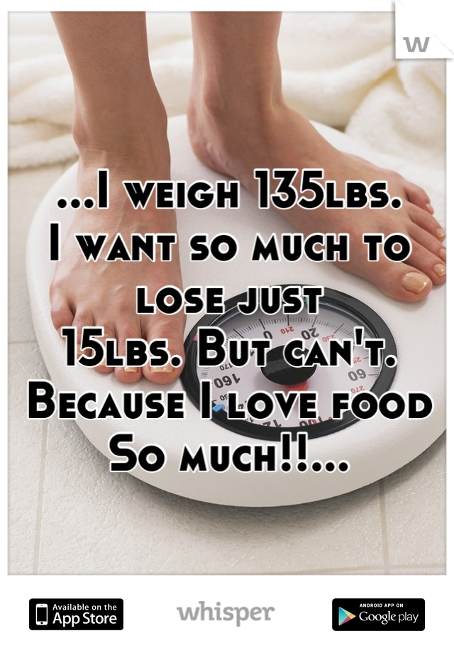 ...I weigh 135lbs.
I want so much to lose just
15lbs. But can't.
Because I love food
So much!!...