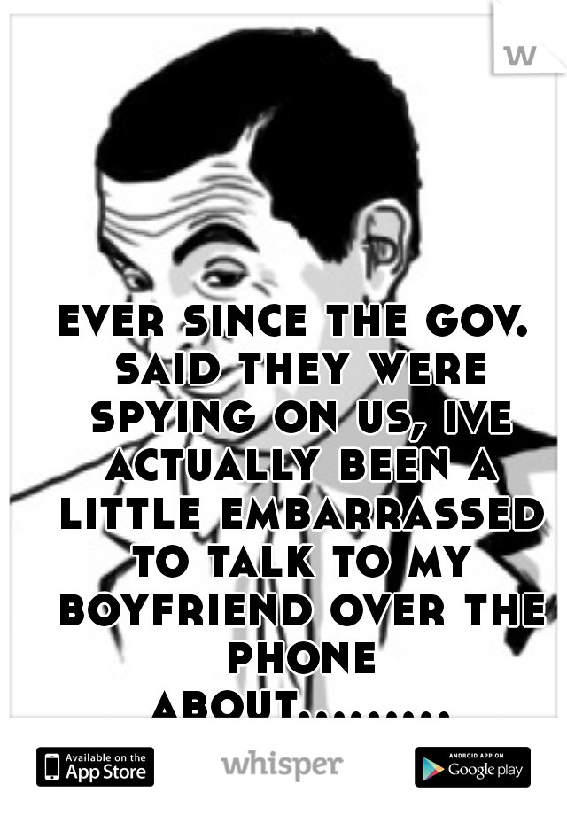 ever since the gov. said they were spying on us, ive actually been a little embarrassed to talk to my boyfriend over the phone about.........shtuff