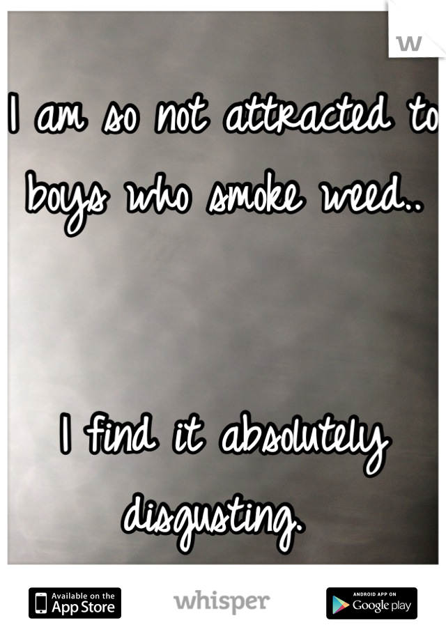 I am so not attracted to boys who smoke weed..


I find it absolutely disgusting. 