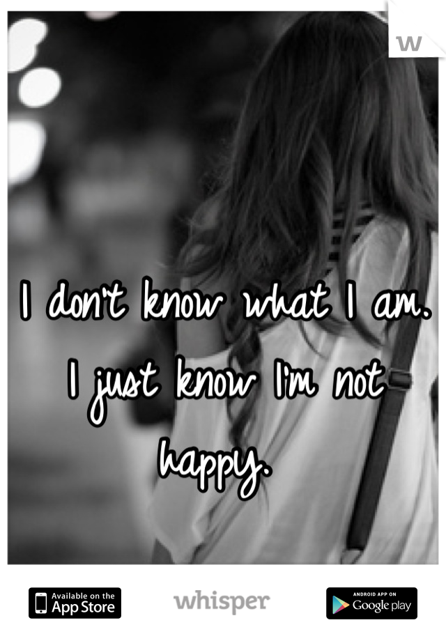 I don't know what I am. I just know I'm not happy. 