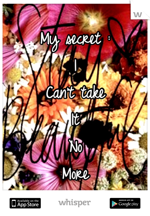 My secret : 
I 
Can't take 
It 
No 
More 