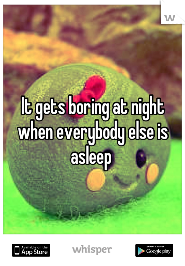 It gets boring at night when everybody else is asleep 