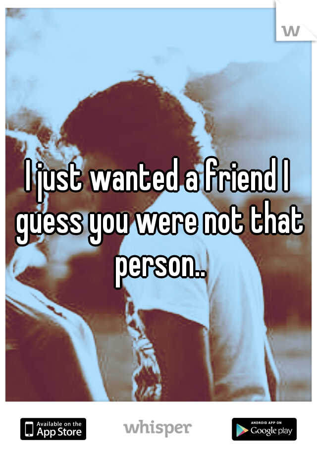 I just wanted a friend I guess you were not that person..