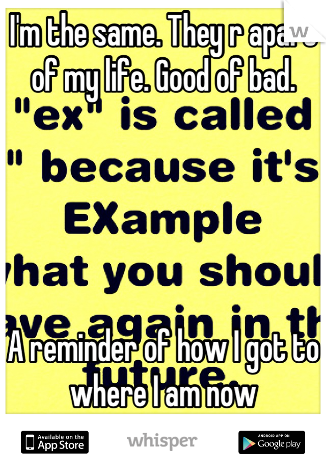 I'm the same. They r apart of my life. Good of bad.





A reminder of how I got to where I am now