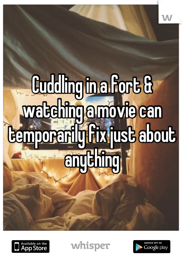 Cuddling in a fort & watching a movie can temporarily fix just about anything