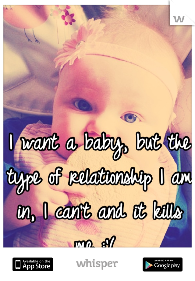 I want a baby, but the type of relationship I am in, I can't and it kills me :'( 