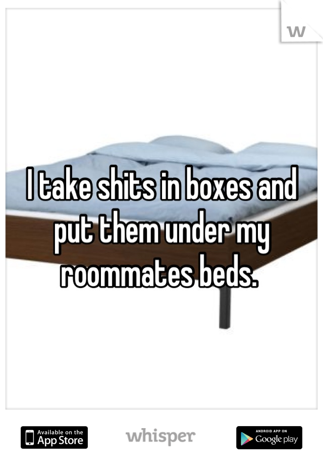 I take shits in boxes and put them under my roommates beds. 