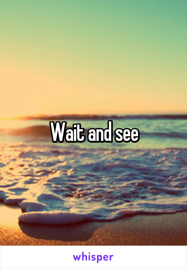 Wait and see