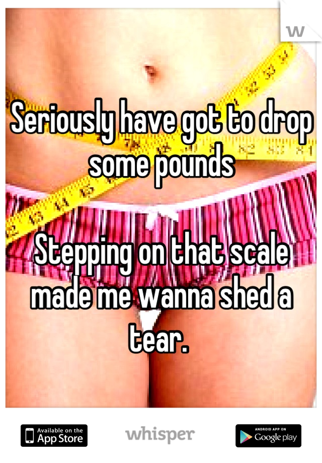Seriously have got to drop some pounds

Stepping on that scale made me wanna shed a tear. 