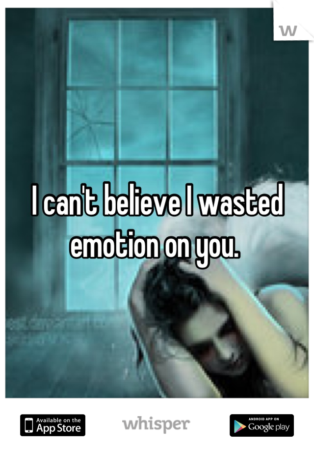 I can't believe I wasted emotion on you. 