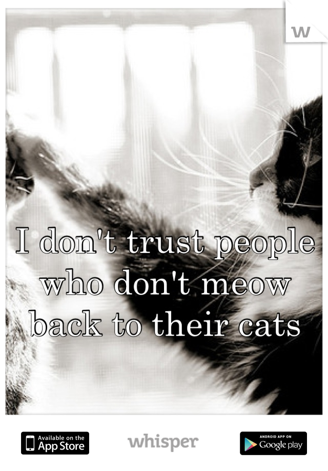 I don't trust people who don't meow back to their cats