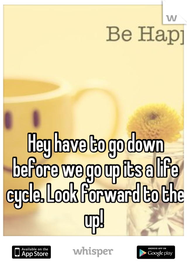 Hey have to go down before we go up its a life cycle. Look forward to the up! 