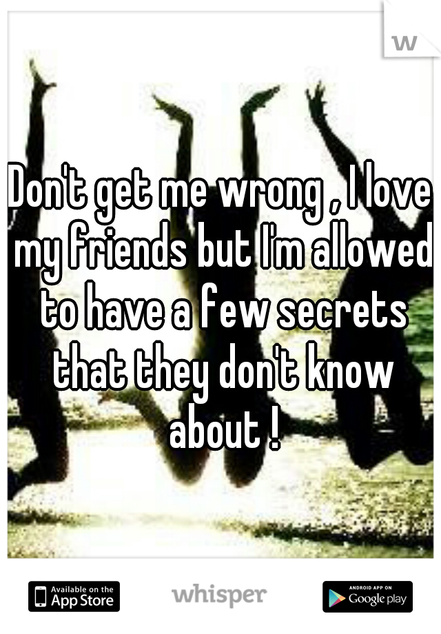 Don't get me wrong , I love my friends but I'm allowed to have a few secrets that they don't know about !