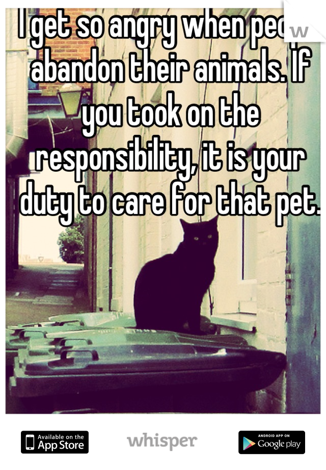 I get so angry when people abandon their animals. If you took on the responsibility, it is your duty to care for that pet.