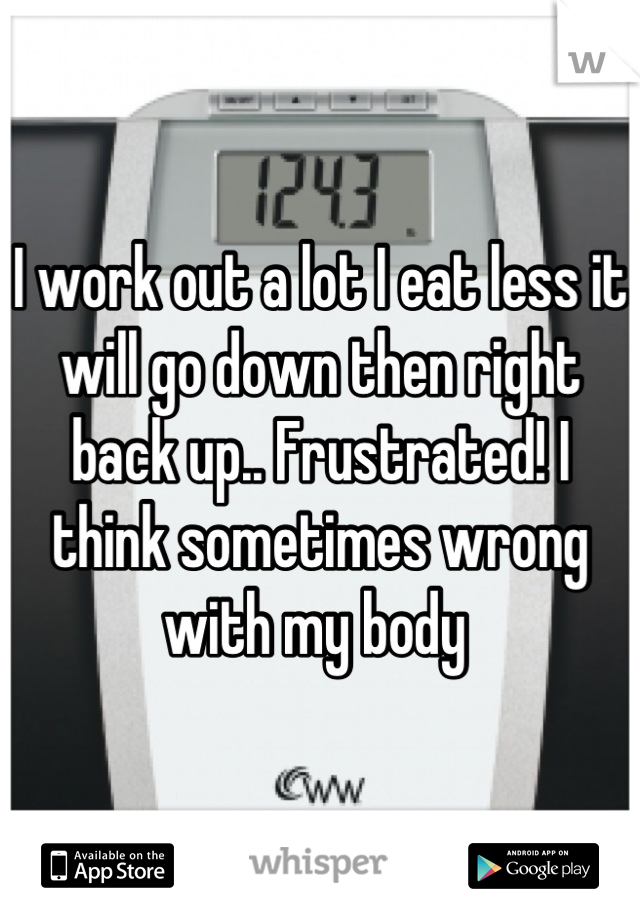 I work out a lot I eat less it will go down then right back up.. Frustrated! I think sometimes wrong with my body 