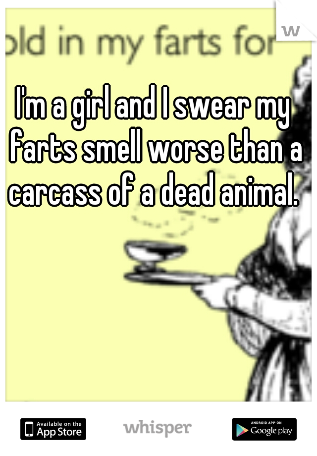 I'm a girl and I swear my farts smell worse than a carcass of a dead animal. 