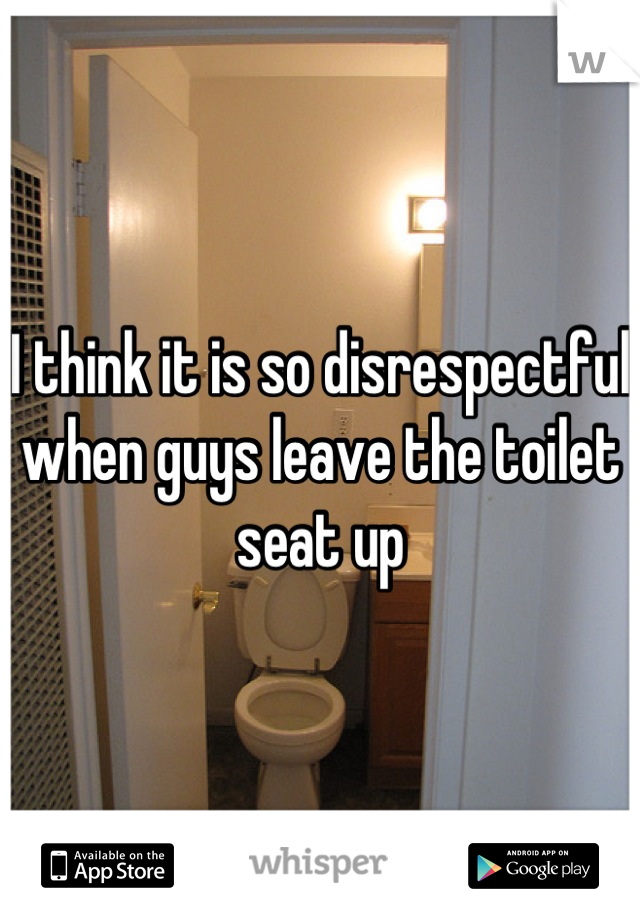 I think it is so disrespectful when guys leave the toilet seat up