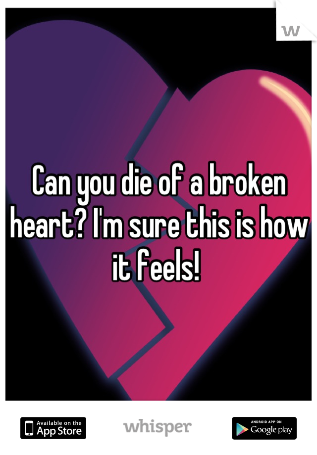 Can you die of a broken heart? I'm sure this is how it feels! 