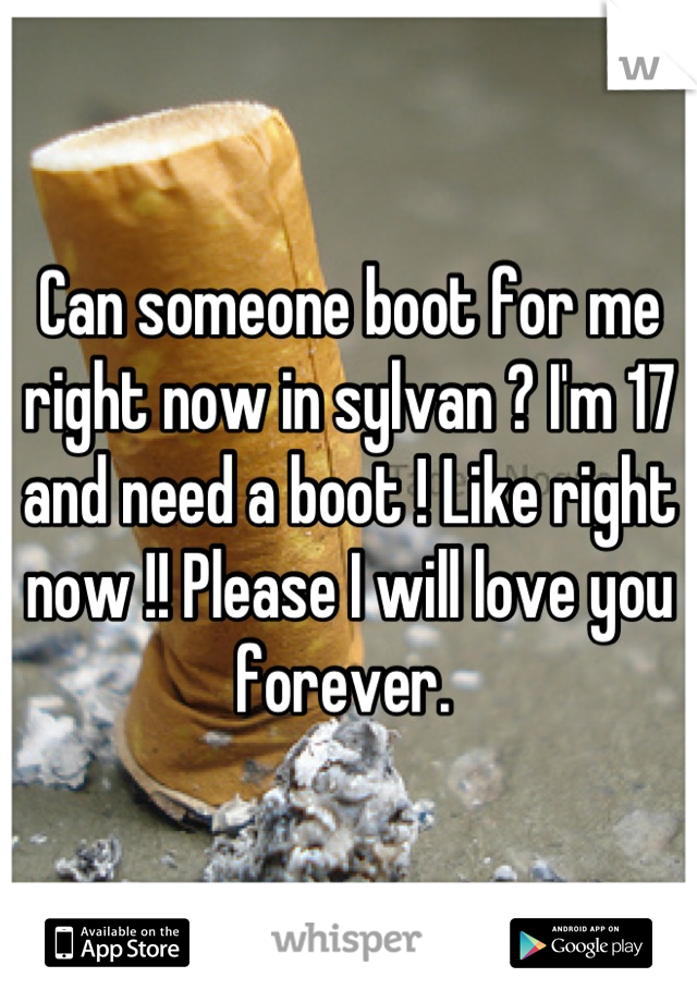 Can someone boot for me right now in sylvan ? I'm 17 and need a boot ! Like right now !! Please I will love you forever. 