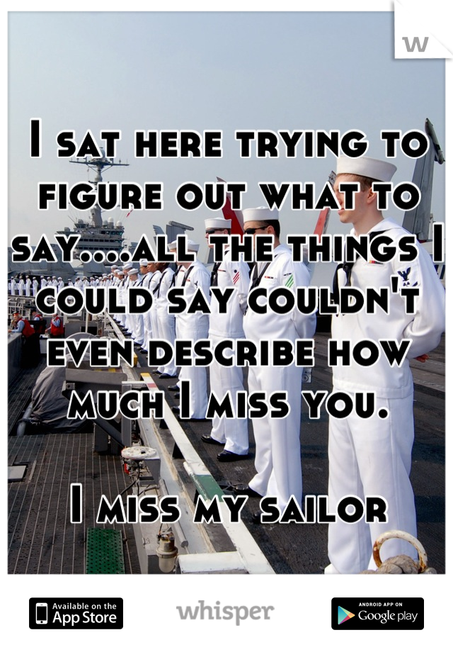 I sat here trying to figure out what to say....all the things I could say couldn't even describe how much I miss you.

I miss my sailor