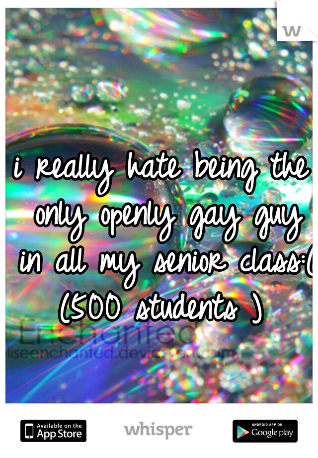 i really hate being the only openly gay guy in all my senior class:( (500 students ) 