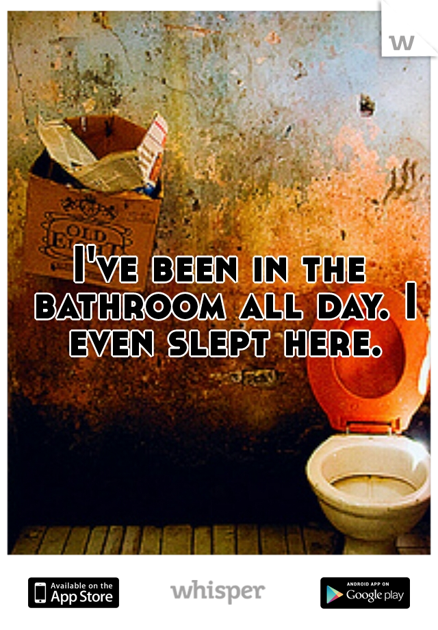 I've been in the bathroom all day. I even slept here.