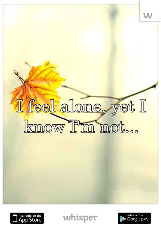 I feel alone, yet I know I'm not...